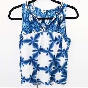 Anthropologie Blue Patterned Tank